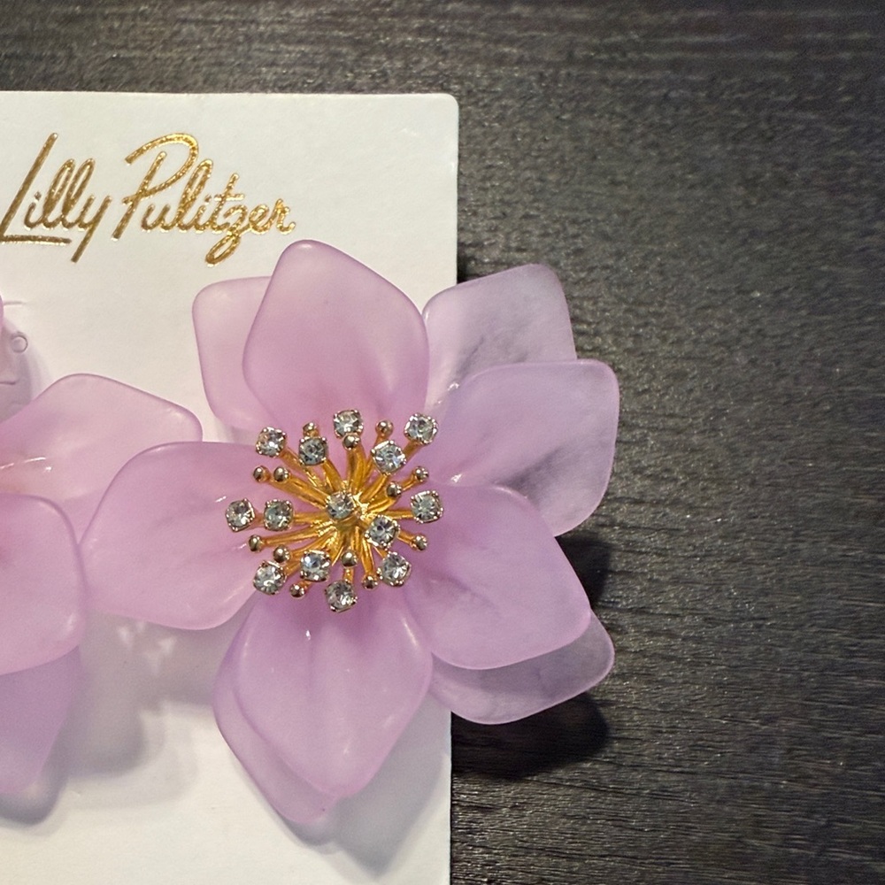 NWT Lilly Pulitzer Orchid Garden Earrings in Pink Water Hyacinth - Picture 5 of 8